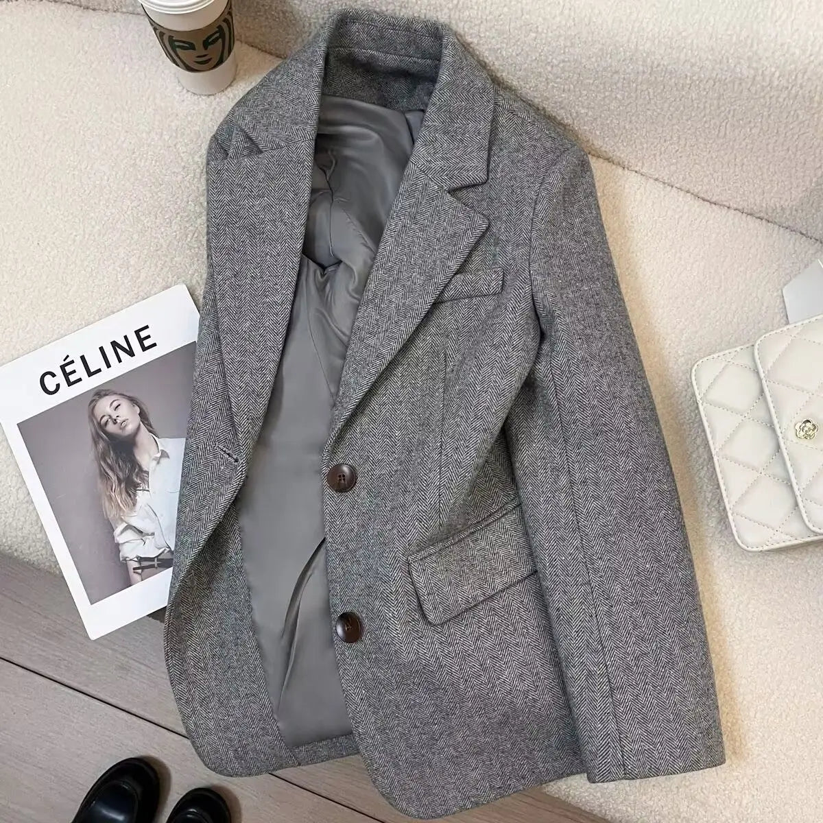 Blazer de Lana en Espiga Evelyn