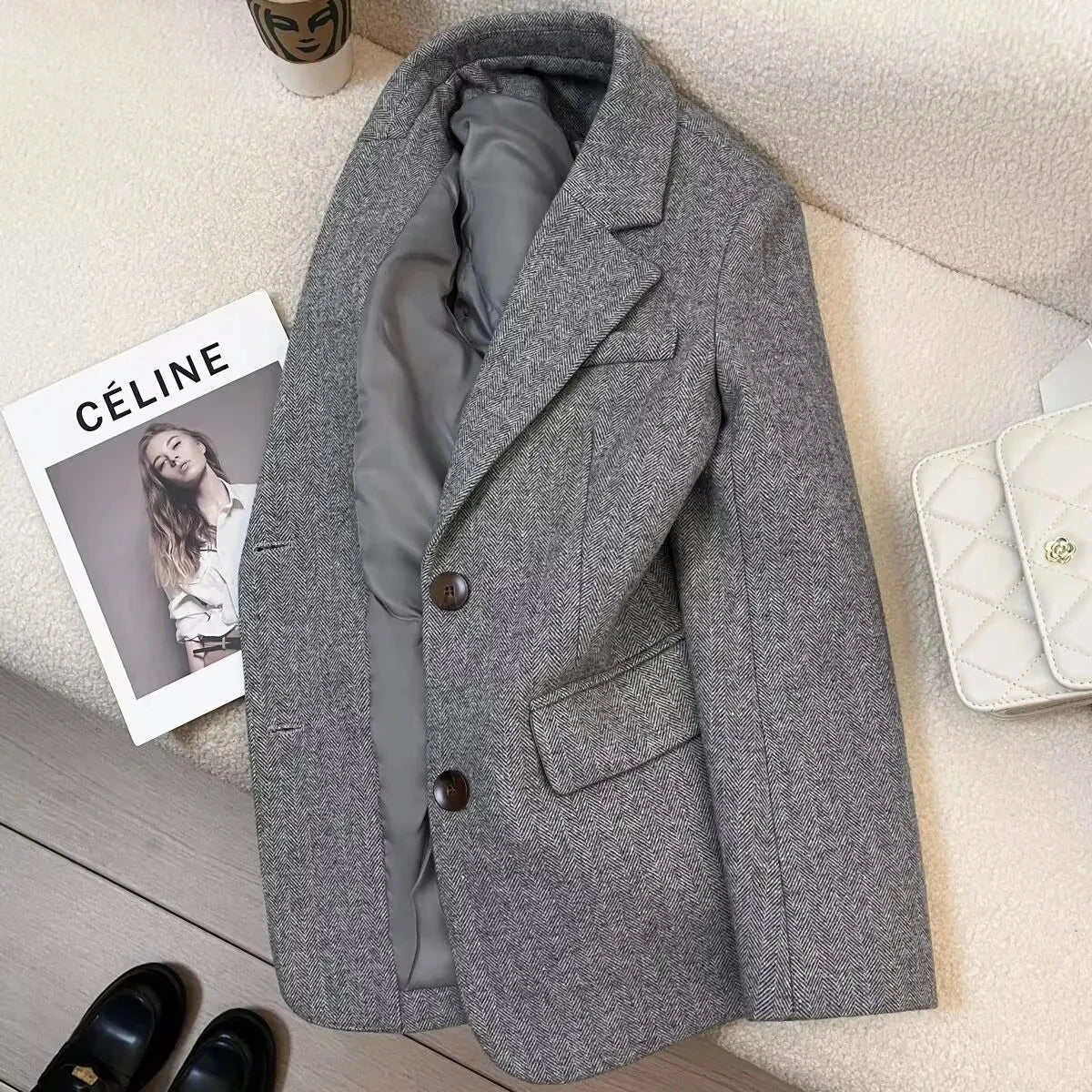 Blazer de Lana en Espiga Evelyn