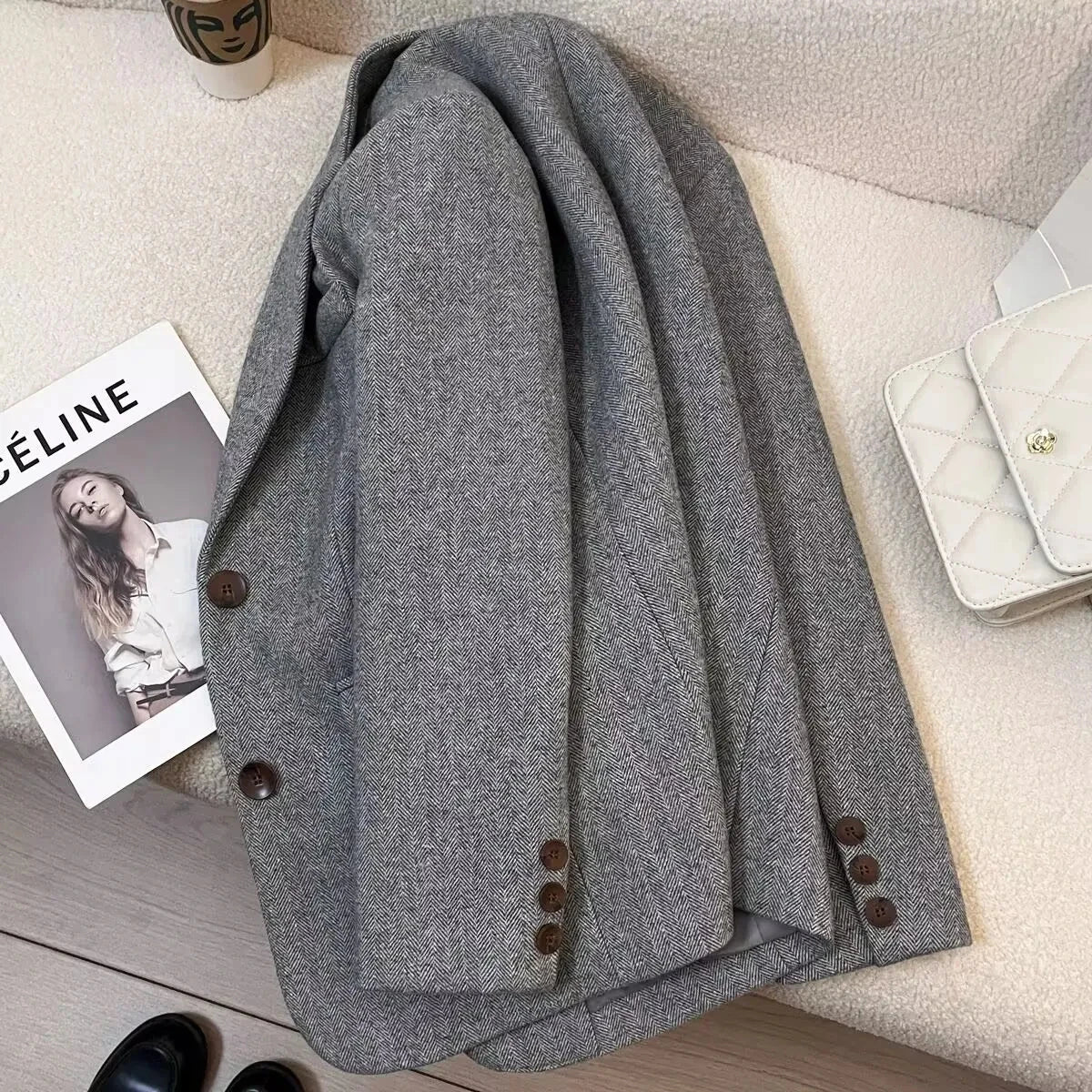 Blazer de Lana en Espiga Evelyn