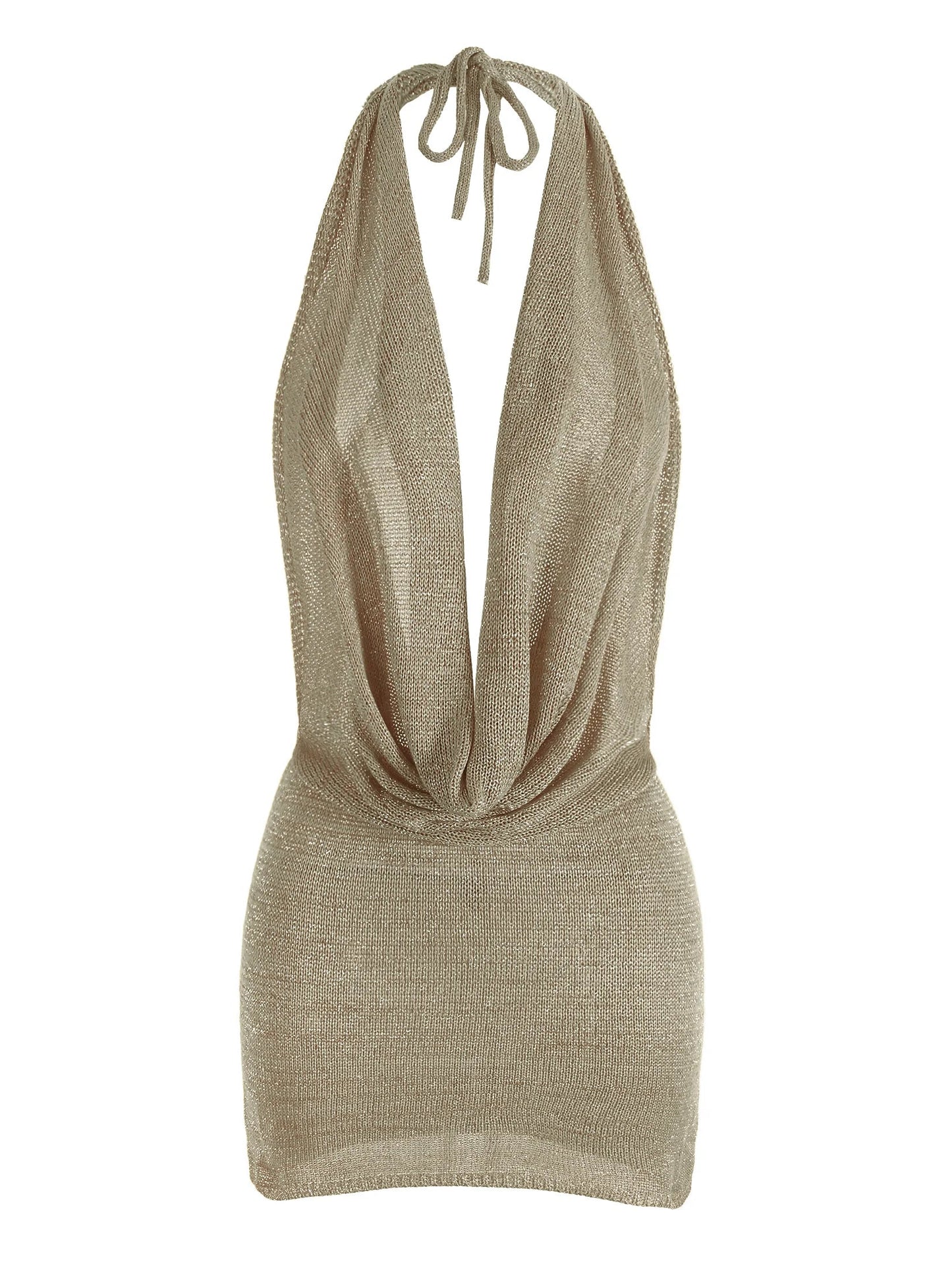 Vestido Mini Sin Espalda con Escote en V Profundo para Mujeres