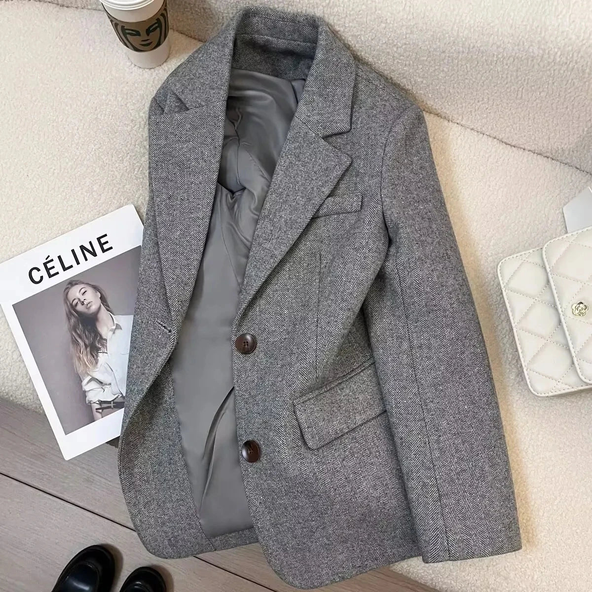 Blazer de Lana en Espiga Evelyn